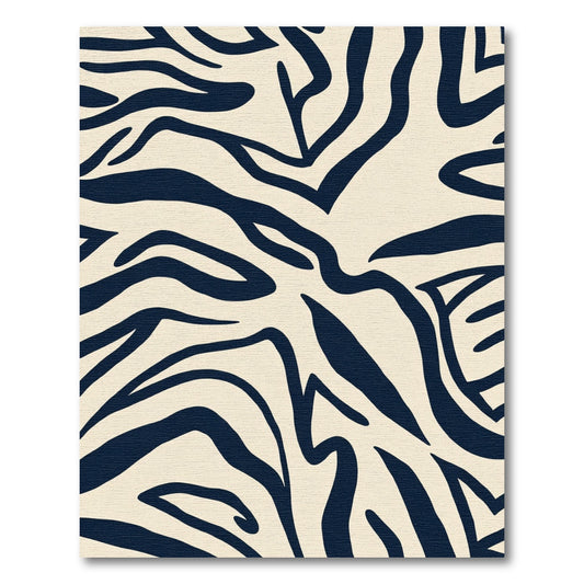 Cream Navy Abstract Zebra Stripes Rug