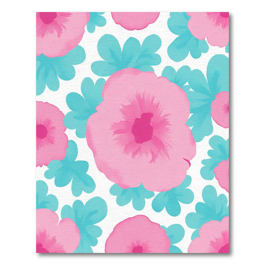 Pink Blue Floral Blossom Arrangement Rug