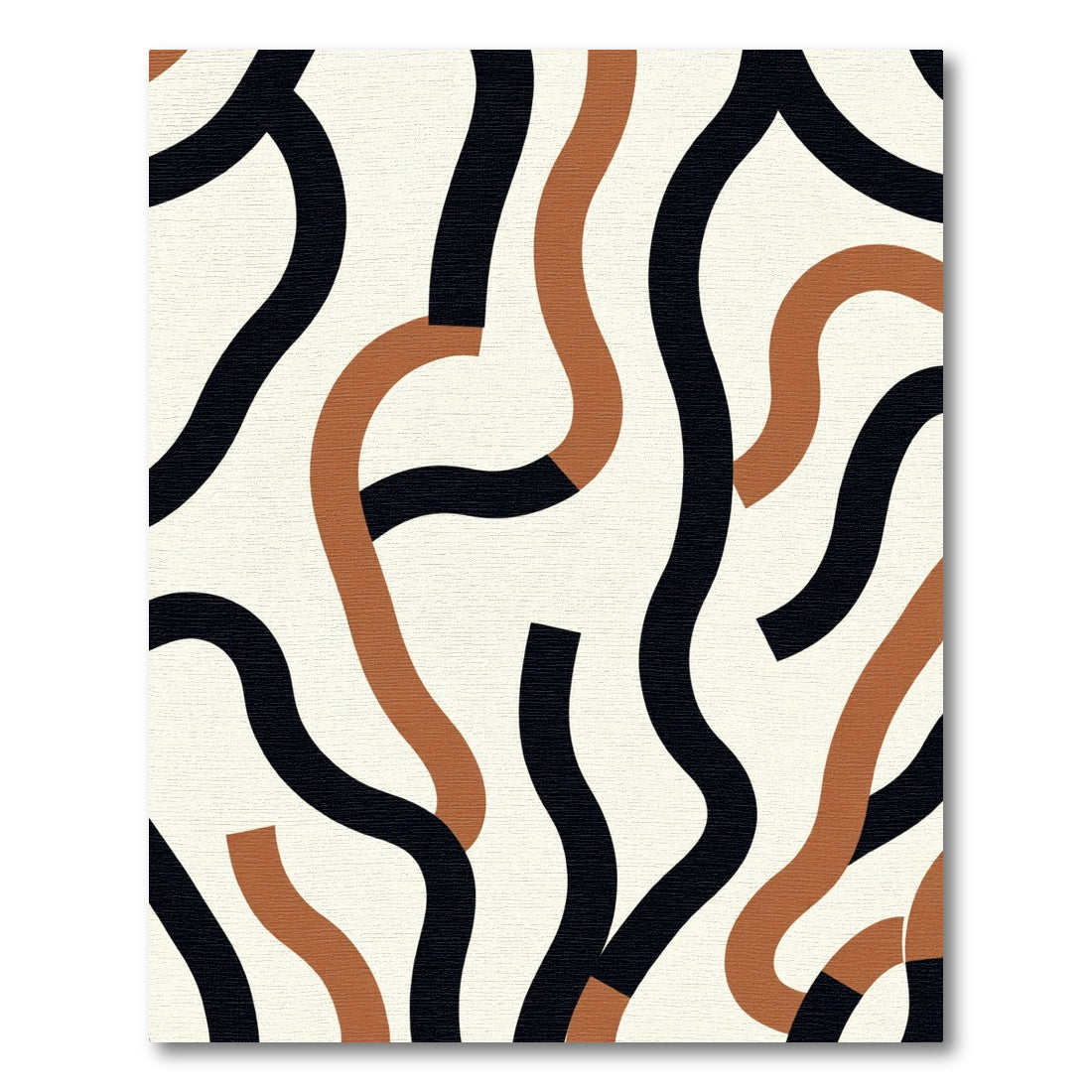 Abstract Black Brown Wavy Lines Rug