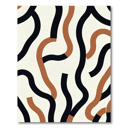 Abstract Black Brown Wavy Lines Rug