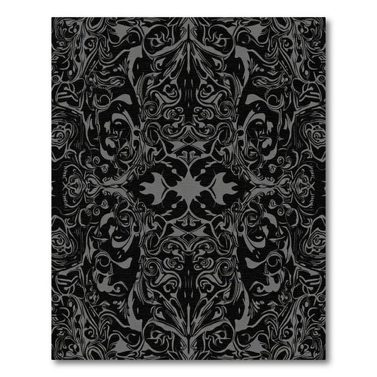 Dark Slate Gray Ornamental Swirl Rug
