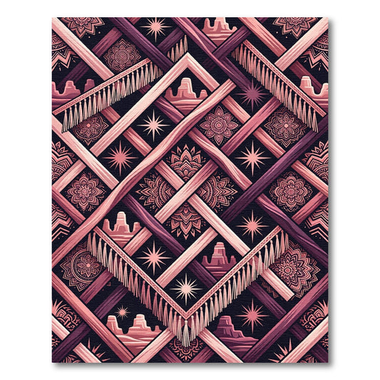 Desert Sunset Geometric Fringe Weave Rug