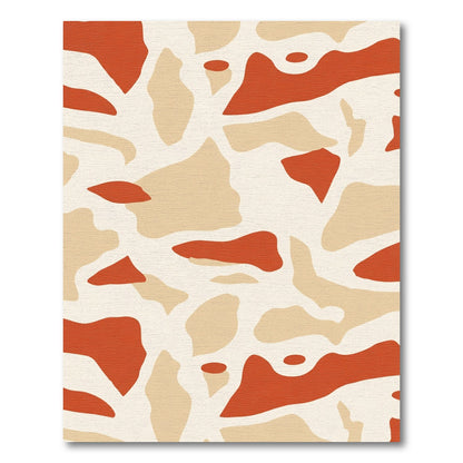 Abstract Terracotta Beige Organic Shapes Rug