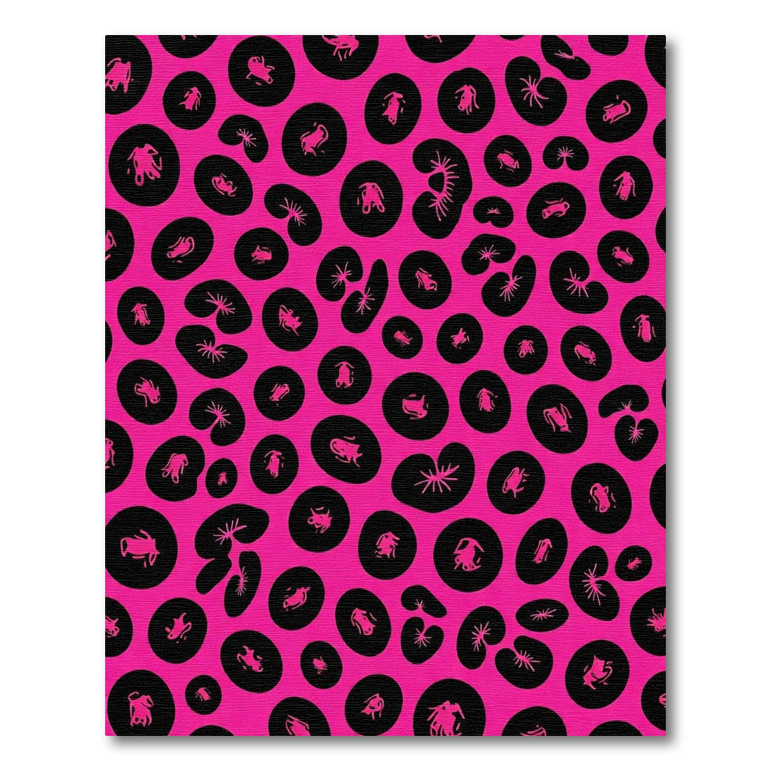 Bright Pink Black Organic Shape Rug
