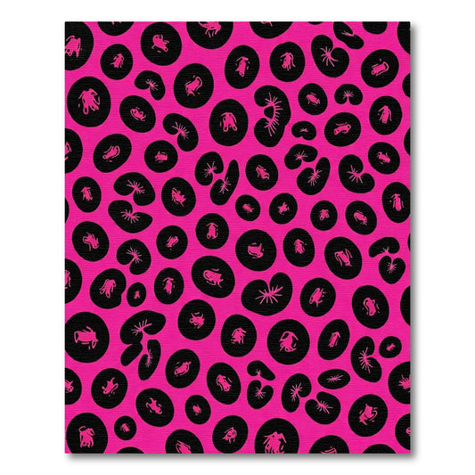Bright Pink Black Organic Shape Rug
