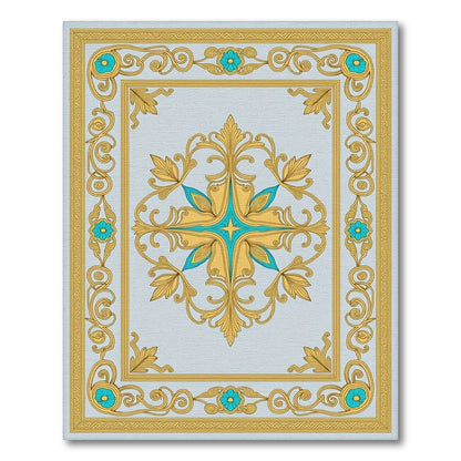 Golden Teal Floral Scrollwork Medallion Rug