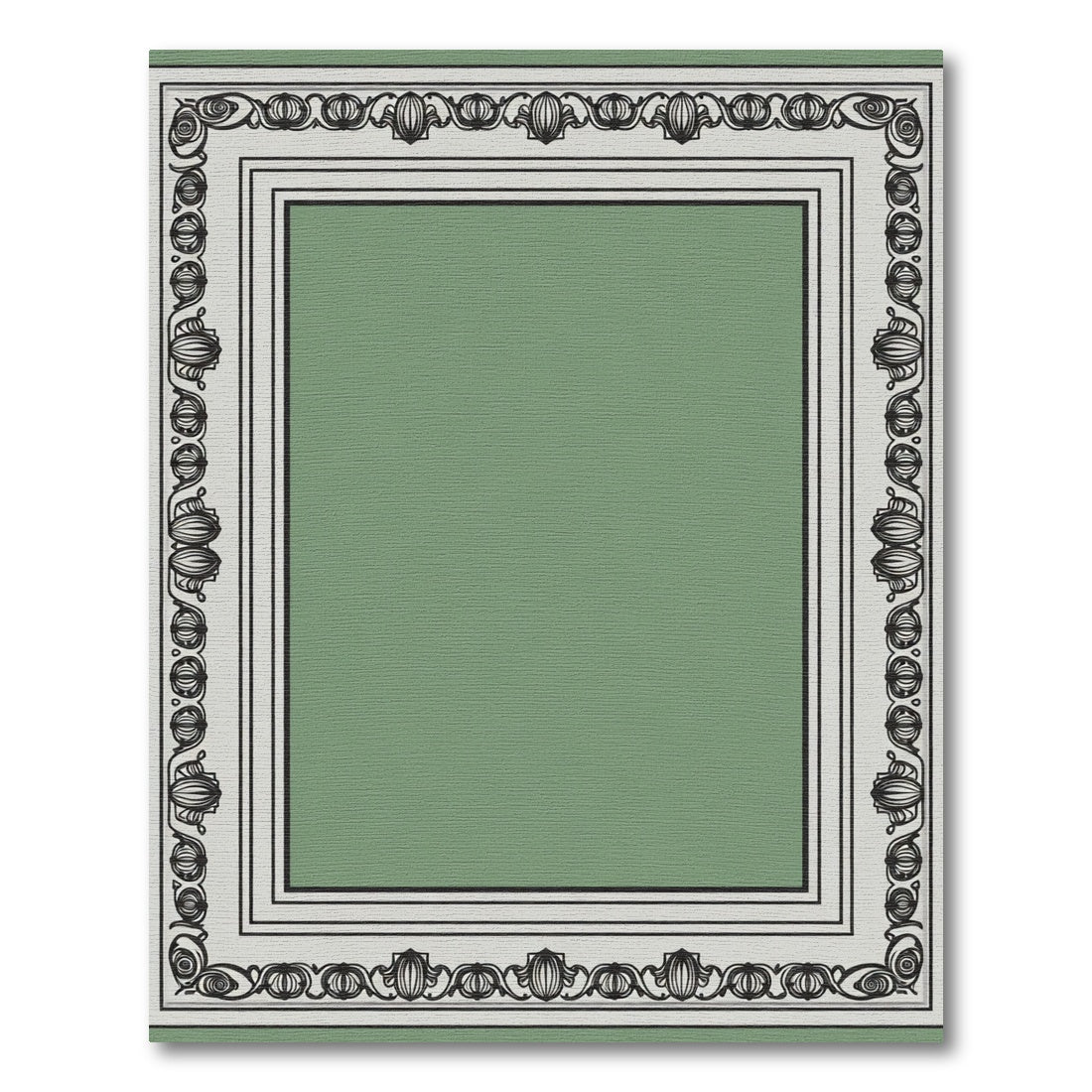 Art Nouveau Green Floral Frame Rug