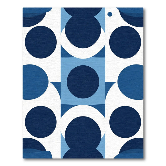 Deep Blue Abstract Circles Composition Rug