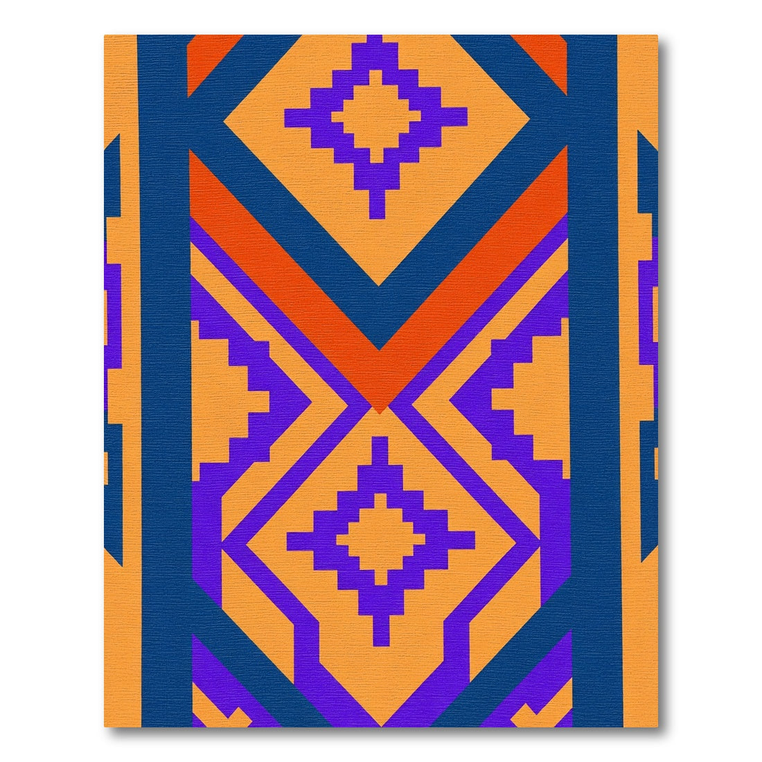 Bold Orange Purple Blue Geometric Diamond Rug