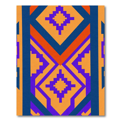 Bold Orange Purple Blue Geometric Diamond Rug