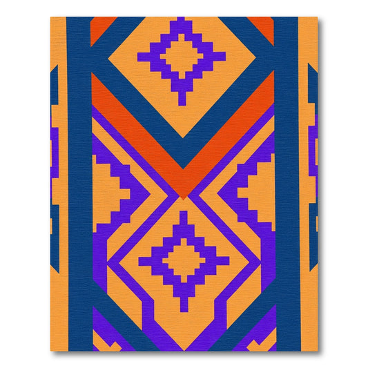 Bold Orange Purple Blue Geometric Diamond Rug