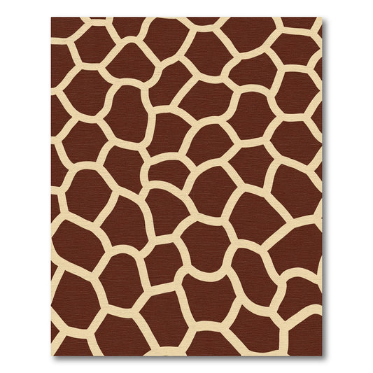 Rich Brown Tan Giraffe Animal Print Rug