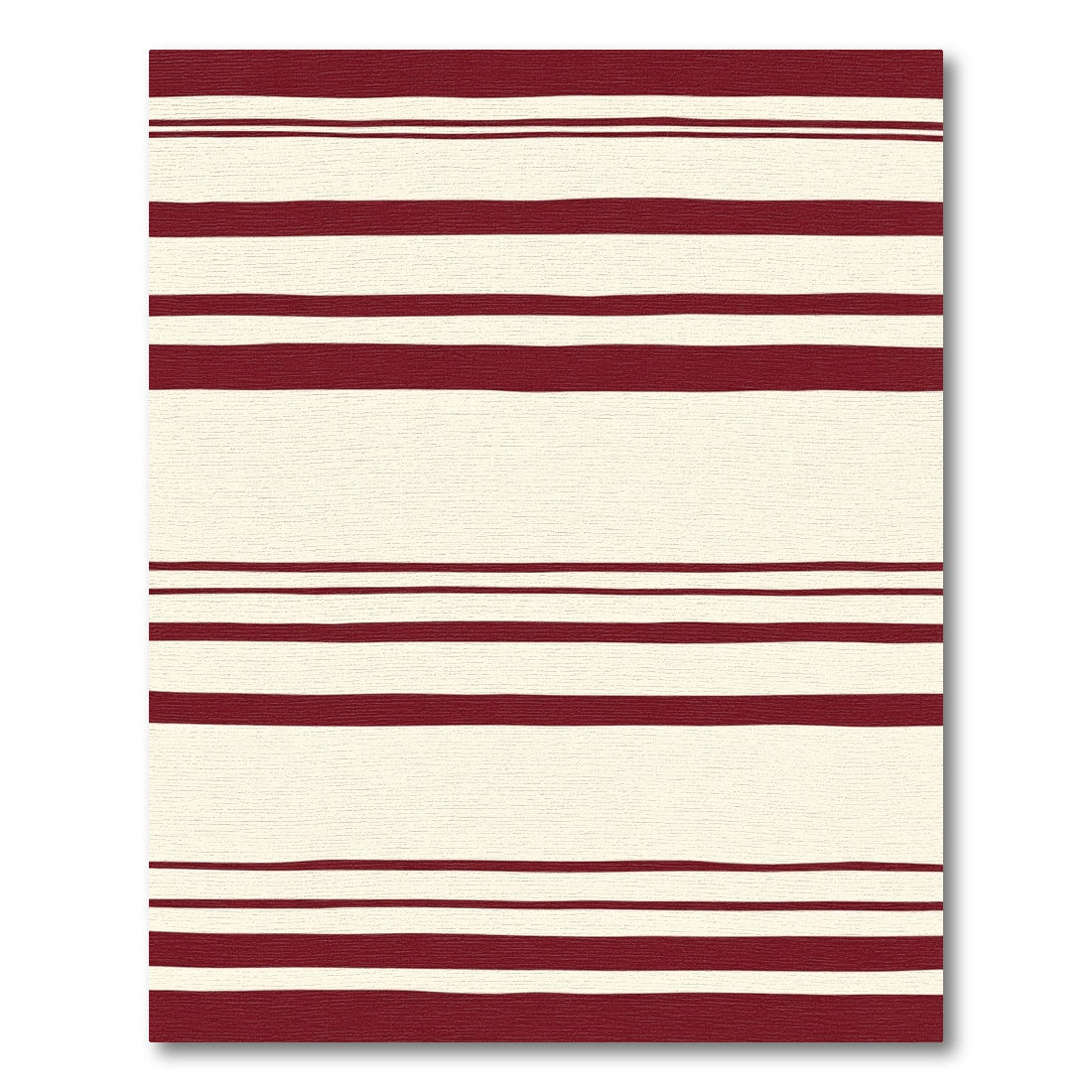 Rustic Deep Red Cream Stripe Rug