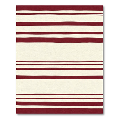 Rustic Deep Red Cream Stripe Rug