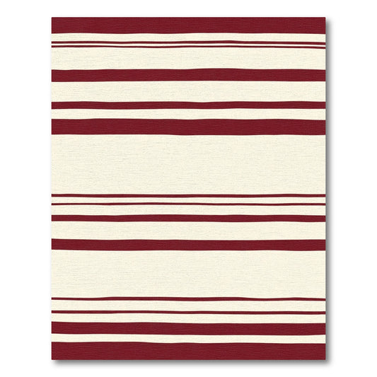 Rustic Deep Red Cream Stripe Rug