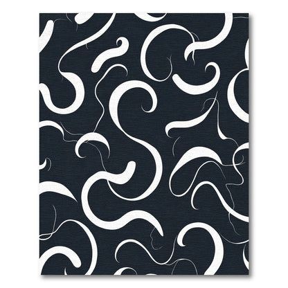 Chic White Swirls Dark Composition Rug