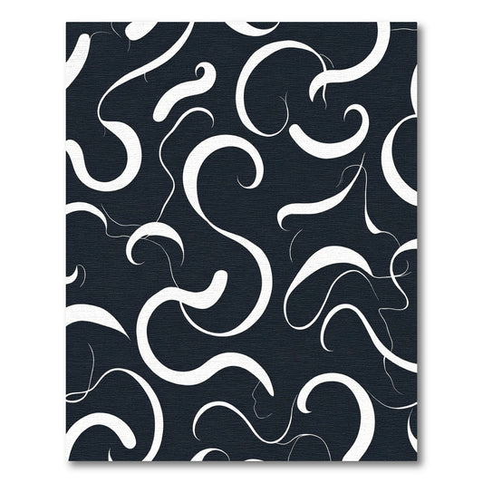 Chic White Swirls Dark Composition Rug