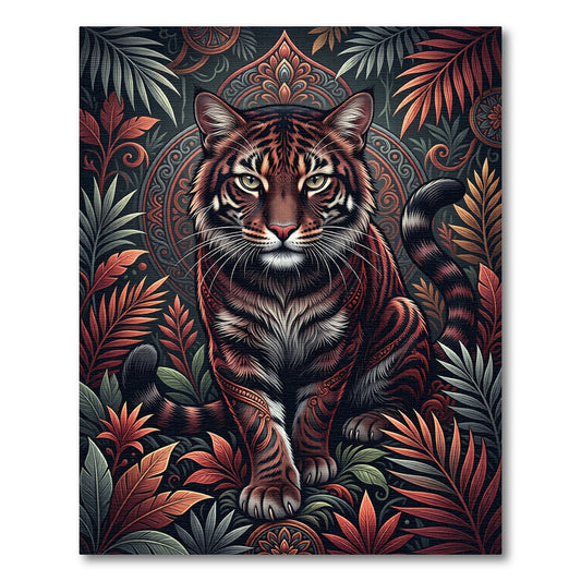 Intricate Tiger Bengal Floral Jungle Rug