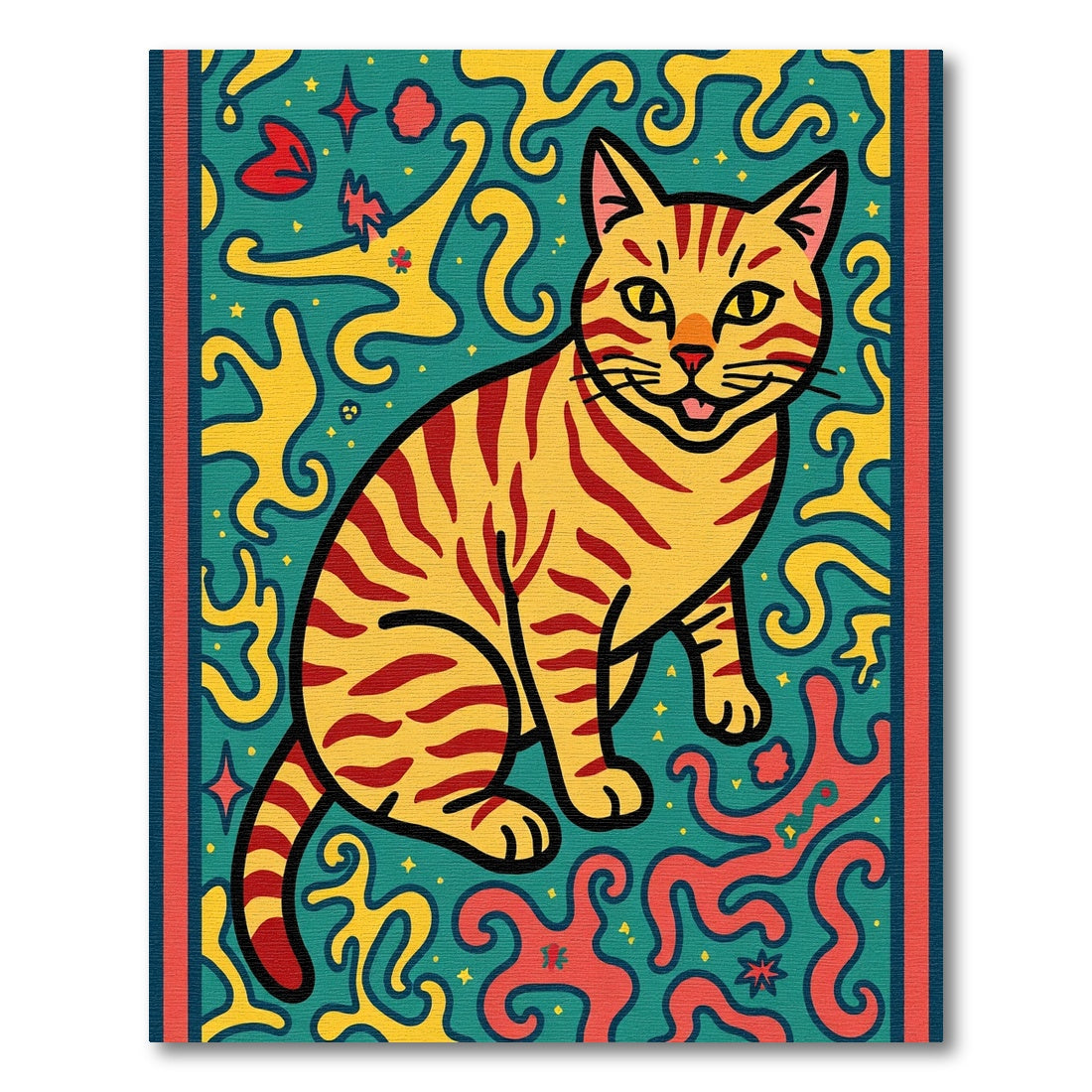 Retro Orange Tiger Cat Swirls Rug