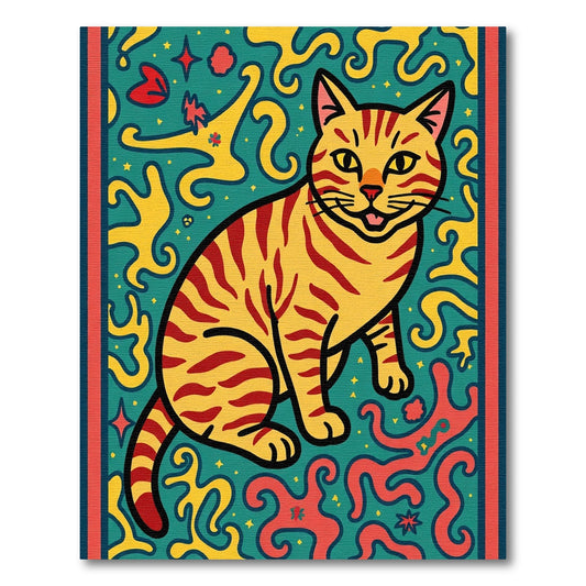 Retro Orange Tiger Cat Swirls Rug