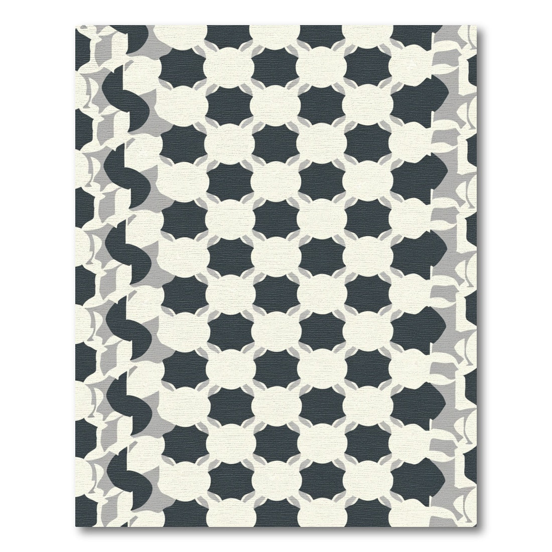 Dark Cream Geometric Grid Rug