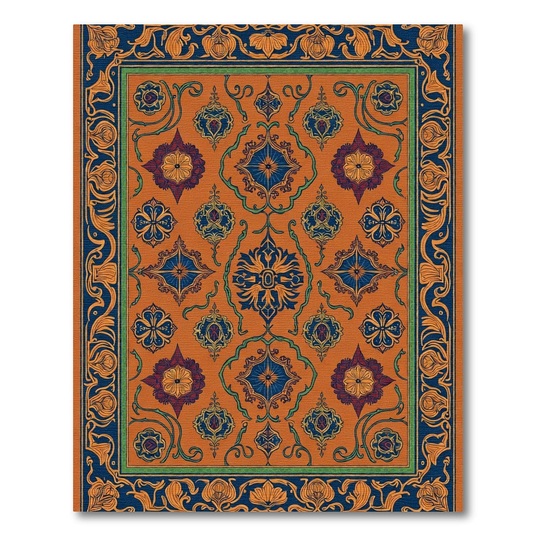 Ornate Azure Floral Scarlet Arrangement Rug