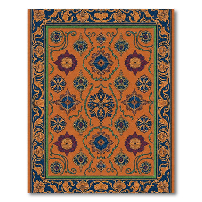 Ornate Azure Floral Scarlet Arrangement Rug