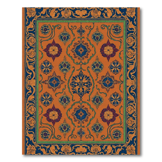 Ornate Azure Floral Scarlet Arrangement Rug