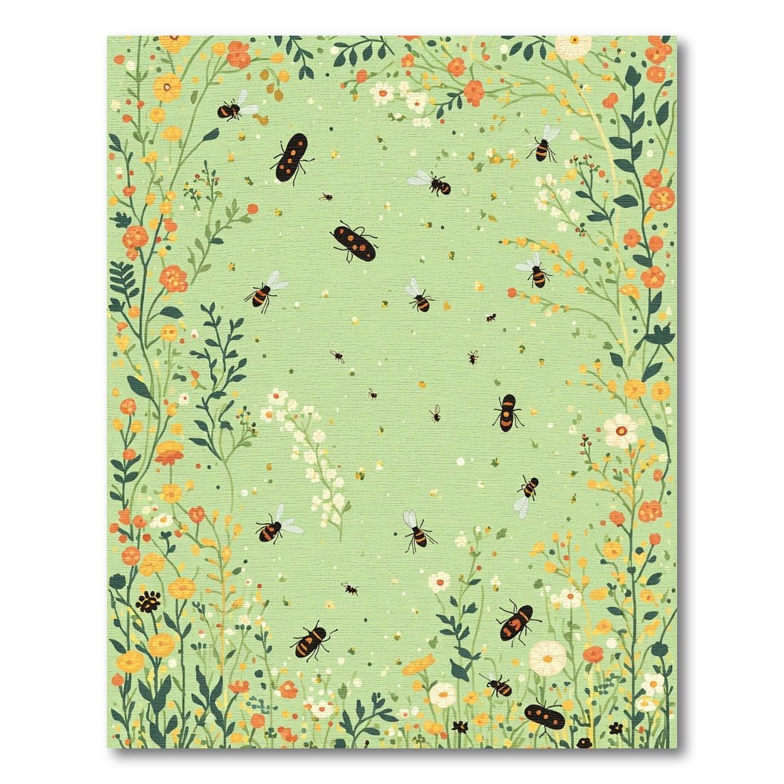 Whimsical Bumblebee Garden Meadow Rug