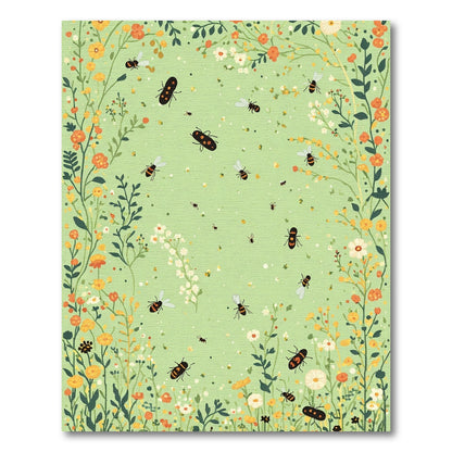 Whimsical Bumblebee Garden Meadow Rug