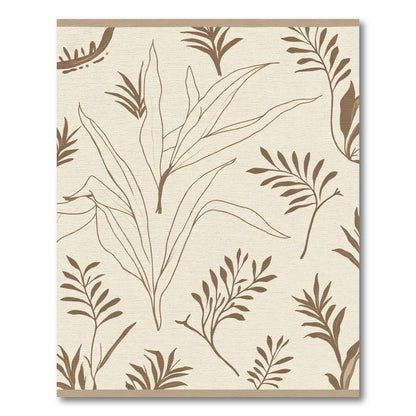 Neutral Tone Botanical Leaf Sketch Rug