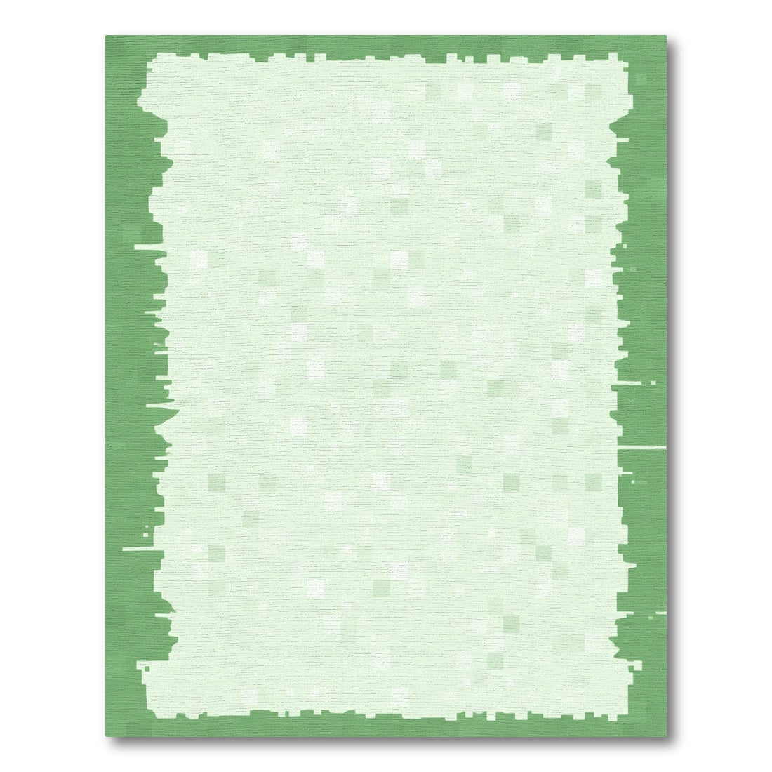 Soft Green Square Pixelated Border Rug