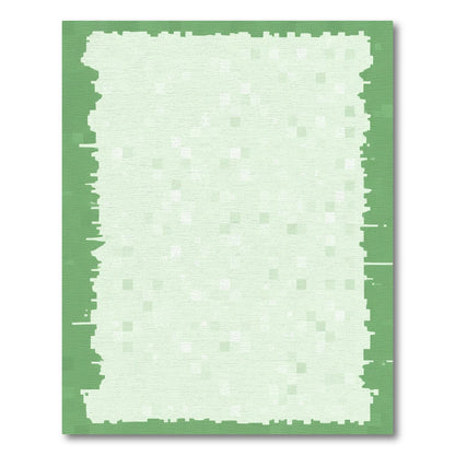 Soft Green Square Pixelated Border Rug