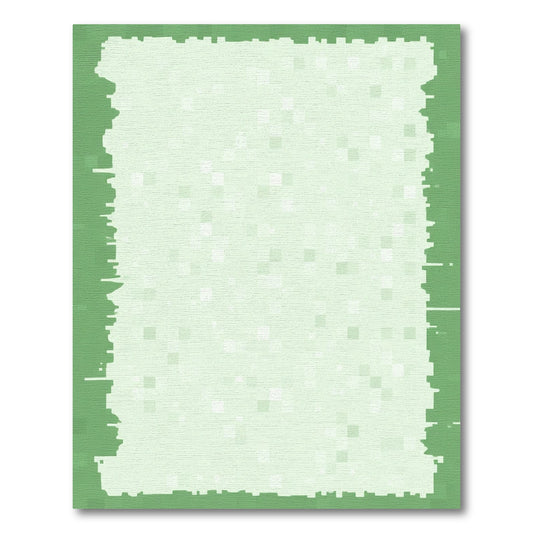 Soft Green Square Pixelated Border Rug
