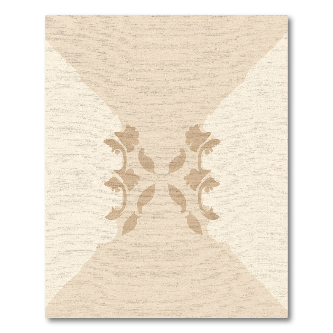 Beige Floral Four-Panel Medallion Rug