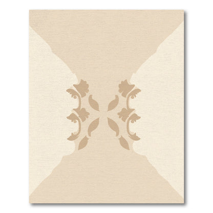 Beige Floral Four-Panel Medallion Rug