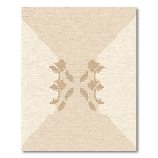 Beige Floral Four-Panel Medallion Rug