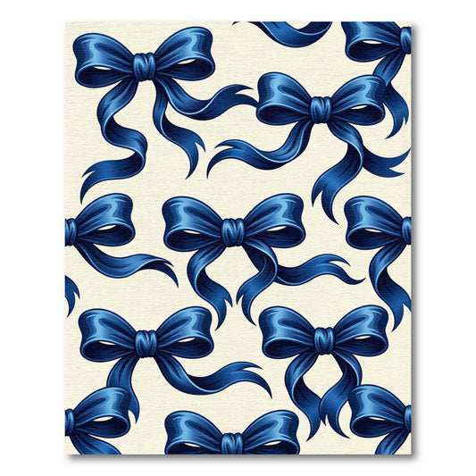 Elegant Midnight Blue Satin Ribbon Grid Rug