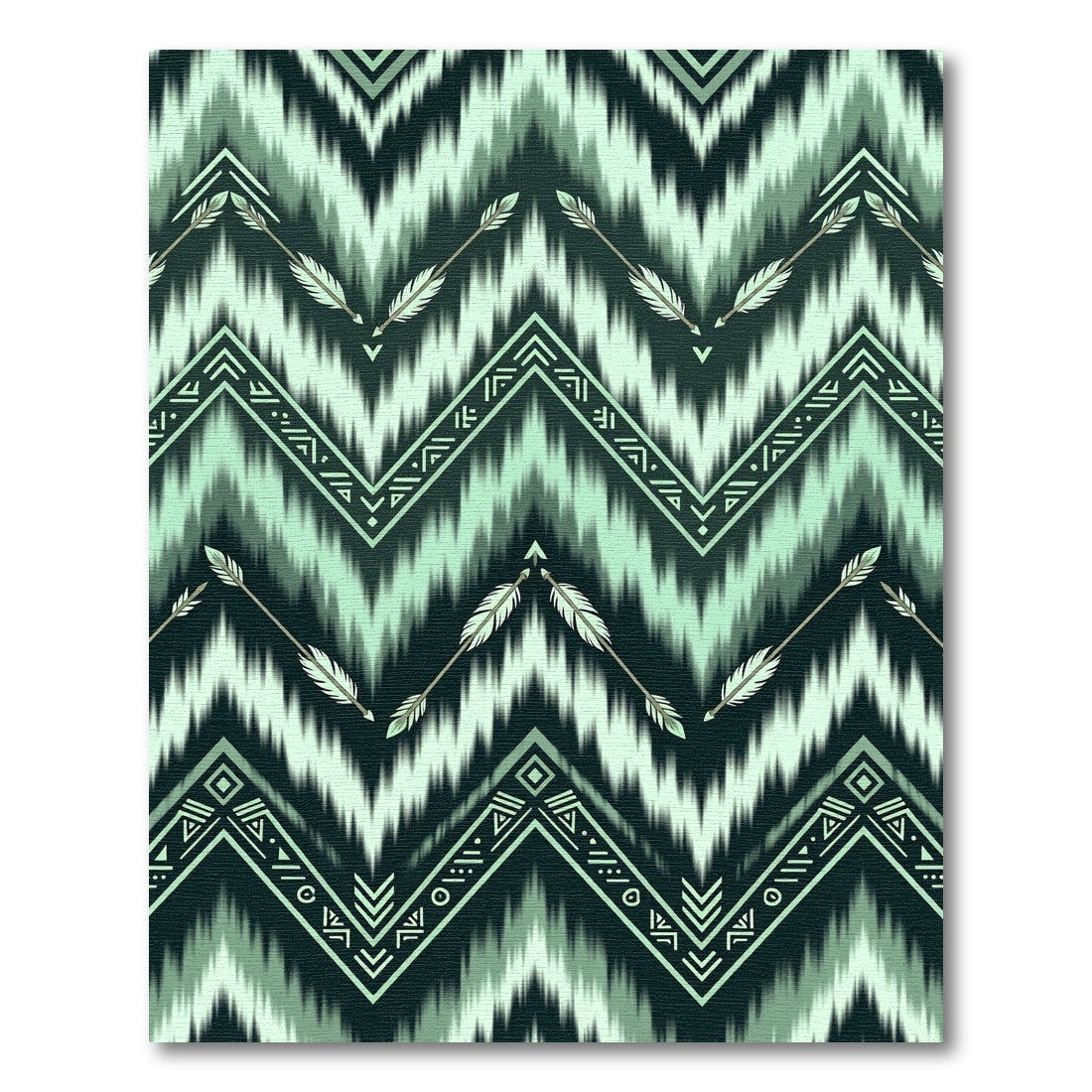 Earthy Green Chevron Arrow Pattern Rug