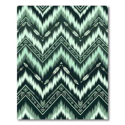 Earthy Green Chevron Arrow Pattern Rug