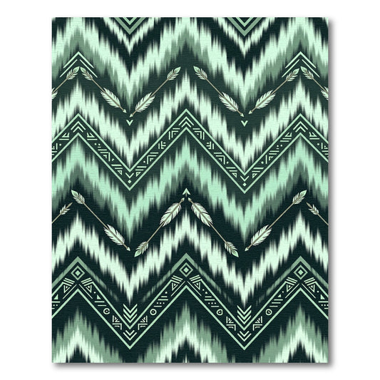 Earthy Green Chevron Arrow Pattern Rug