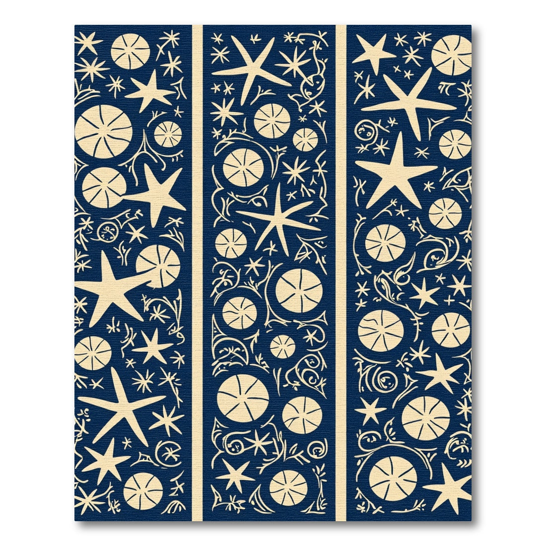 Indigo Starfish Seashell Medallion Rug