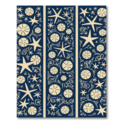 Indigo Starfish Seashell Medallion Rug
