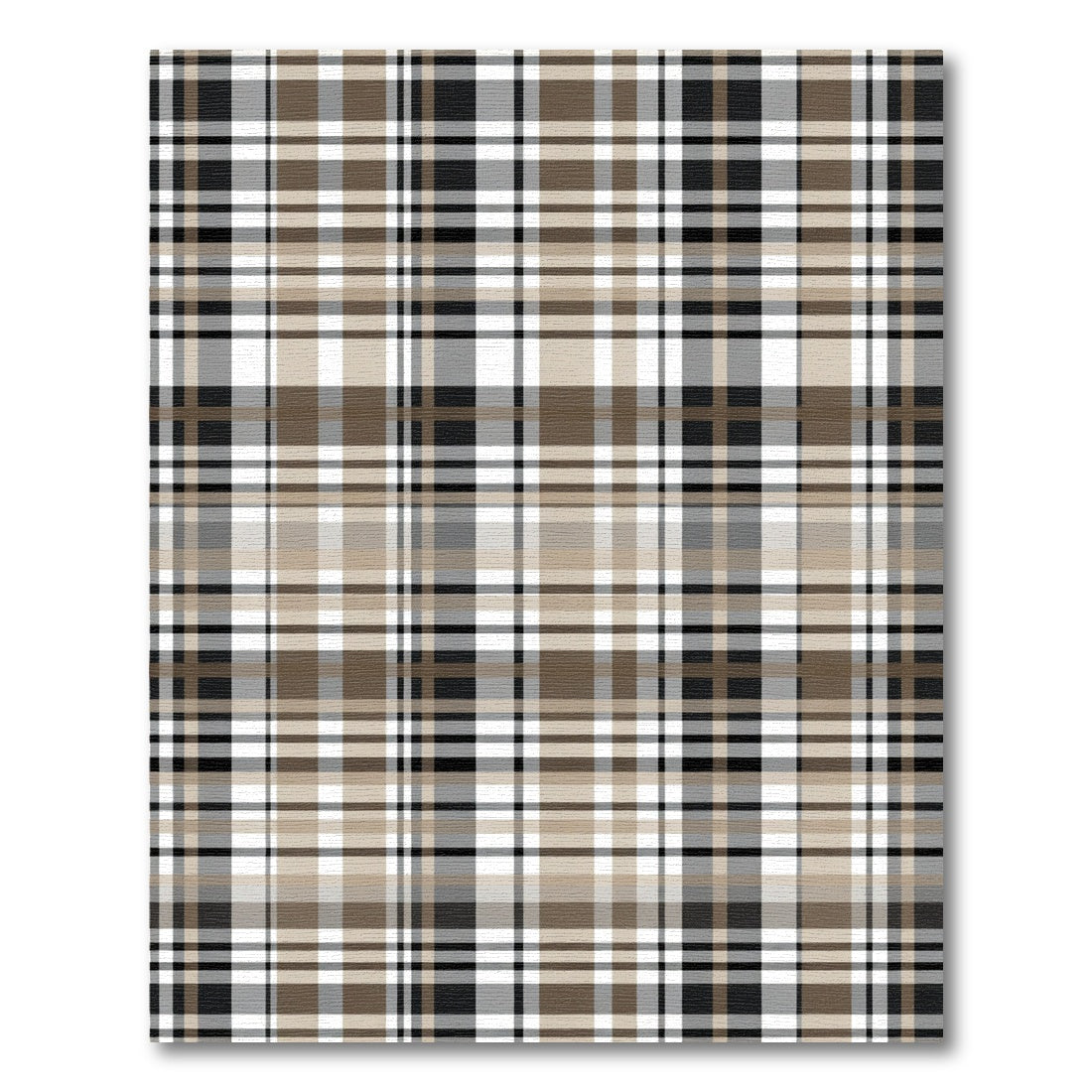 Classic Tan Brown Plaid Rug