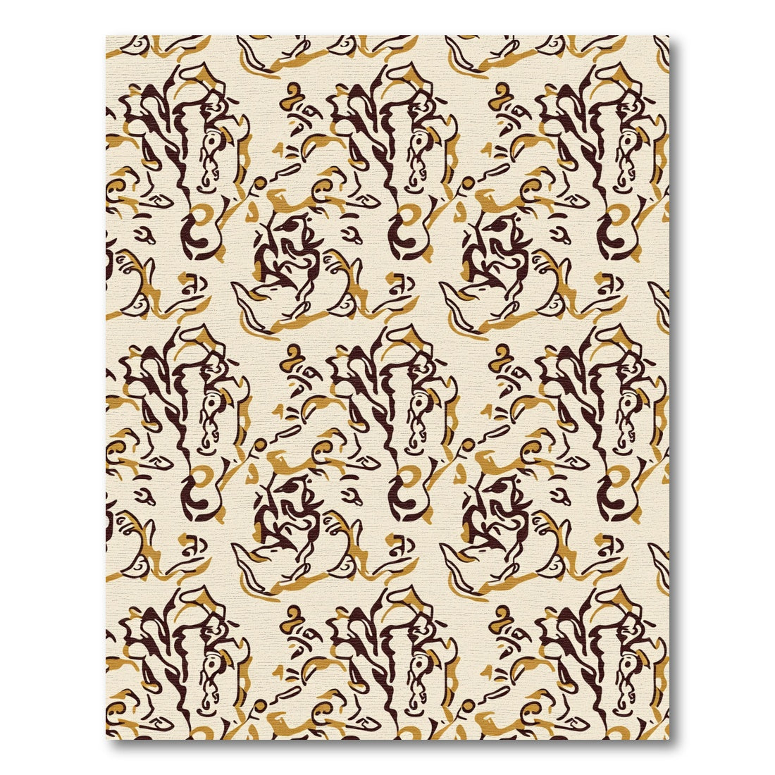 Abstract Brown and Gold Vintage Elements Rug