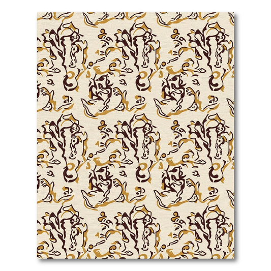 Abstract Brown and Gold Vintage Elements Rug