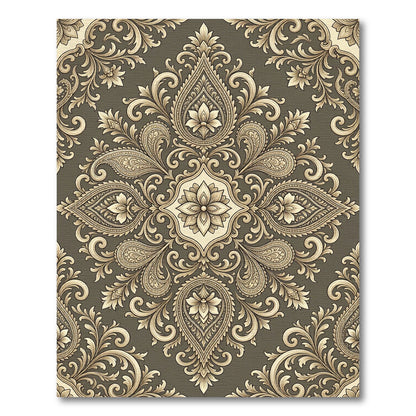 Antique Gold Paisley Damask Rug