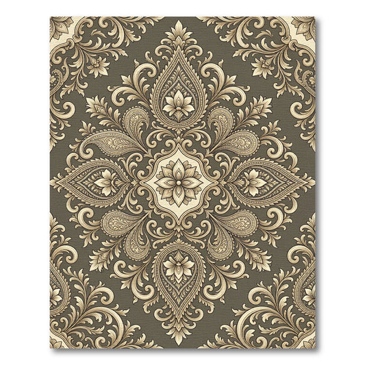 Antique Gold Paisley Damask Rug