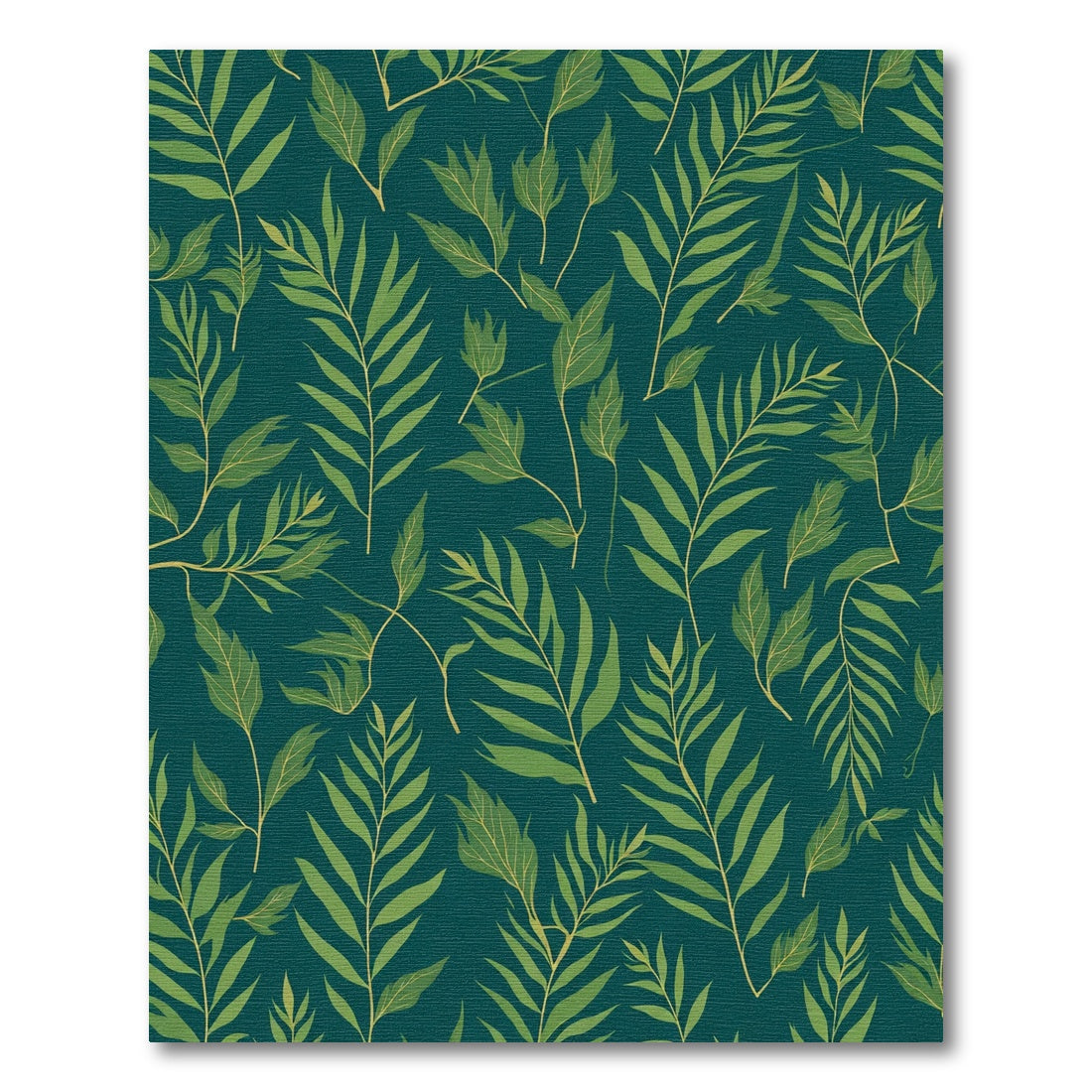 Deep Teal Green Leafy Botanical Rug