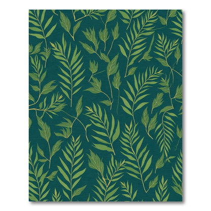 Deep Teal Green Leafy Botanical Rug